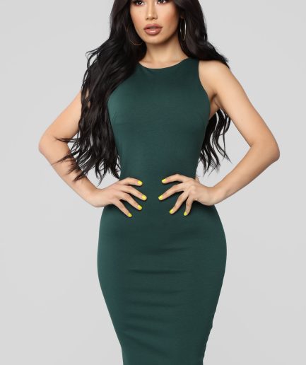 Melinda Body Sculpting Midi Dress - Hunter Green